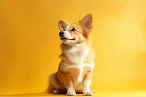 AI generated Regal Repose Welsh Corgi Breed Dog Sitting with Copy Space photo