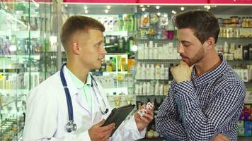 Doctor exploring pills instruction to patient video