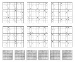 Sudoku game set  with answers. Simple vector design