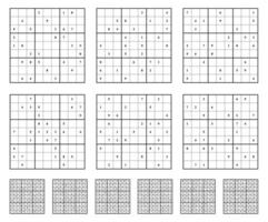 sudoku juego conjunto con respuestas sencillo vector diseño