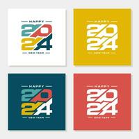 Colorful number 2024 vector. Happy new year 2024 design with unique colorful numbers. Premium vector design for poster, banner, greeting and new year 2024 celebration.