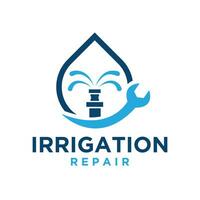 irrigación reparar logo creativo plano sencillo diseño vector