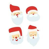 Flat Santa Claus Head Character. Bundle Set. Christmas Event. Vector Illustration