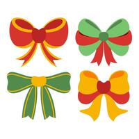 Flat Christmas Bow Element. Bundle Set. Christmas Event. Vector Illustration