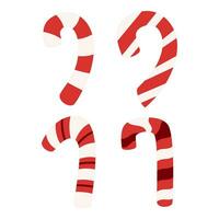 Flat Candy Cane Element. Bundle Set. Christmas Event. Vector Illustration