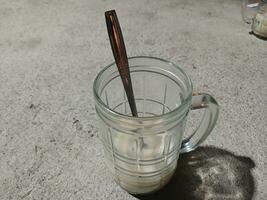 Glasses of ginger milk at a street stall photo