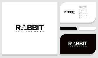 Rabbit logo design and business card vector