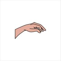 Aquarium Hand vector illustration. Female hands holding and pointing gesture, crossed fingers, fist, peace and thumbs up. Cartoon human palm and wrist vector set. hand sign language for the deaf