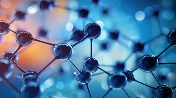 AI generated A close-up of a molecule against a blue background. Generative AI photo