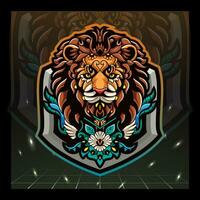 Lion head esport logo design. vector