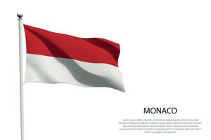 National flag Monaco waving on white background vector