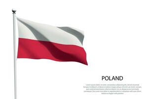 National flag Poland waving on white background vector