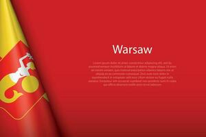 3d flag of Warsaw, is a city of Poland, vector