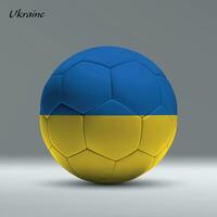 3d realistic soccer ball iwith flag of Ukraine on studio background vector