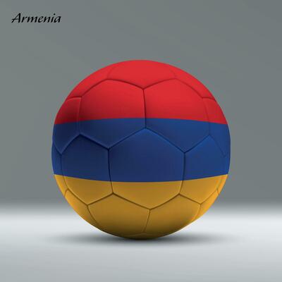 3d realistic soccer ball iwith flag of Armenia on studio background