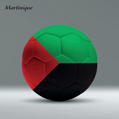 3d realistic soccer ball iwith flag of Martinique on studio background