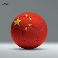 3d realistic soccer ball iwith flag of China on studio background vector