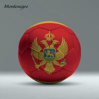 3d realistic soccer ball iwith flag of Montenegro on studio background vector