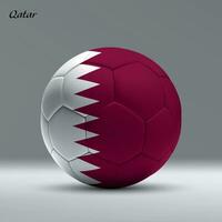 3d realistic soccer ball iwith flag of Qatar on studio background vector