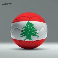 3d realistic soccer ball iwith flag of Lebanon on studio background vector