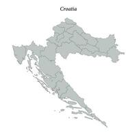 sencillo plano mapa de Croacia con fronteras vector