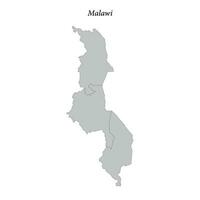 sencillo plano mapa de malawi con fronteras vector