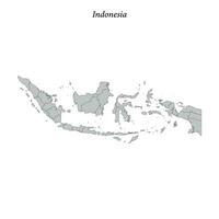 Simple flat Map of Indonesia with borders vector