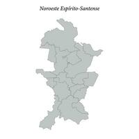 mapa de noroeste espirito-santense es un mesorregión en espíritu santo con fronteras municipios vector