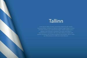 3d flag of Tallinn, is a city of Estonia vector