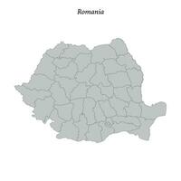 Simple flat Map of Romania with borders vector