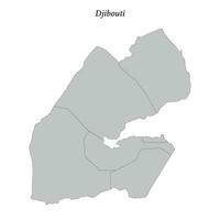 sencillo plano mapa de djibouti con fronteras vector