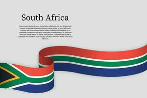 Ribbon flag of South Africa. Celebration background vector