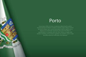 3d flag of Porto, is a city of Portugal, vector