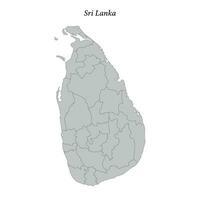 Simple flat Map of Sri Lanka with borders vector