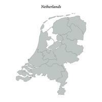 Simple flat Map of Netherlands with borders vector