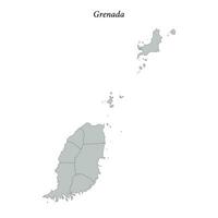 Simple flat Map of Grenada with borders vector