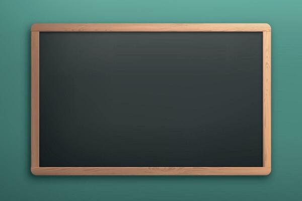 School blackboard with wooden frame, chalkboard isolated