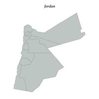 Simple flat Map of Jordan with borders vector