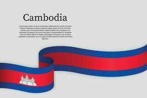 Ribbon flag of Cambodia. Celebration background vector