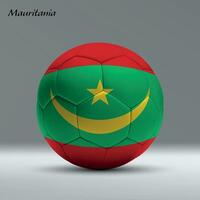 3d realistic soccer ball iwith flag of Mauritania on studio background vector