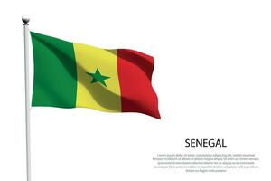 nacional bandera Senegal ondulación en blanco antecedentes vector