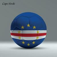 3d realistic soccer ball iwith flag of Cape Verde on studio background vector