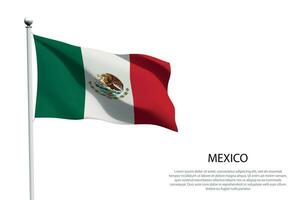 National flag Mexico waving on white background vector
