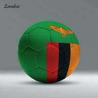 3d realistic soccer ball iwith flag of Zambia on studio background vector