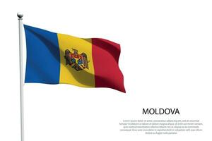 National flag Moldova waving on white background vector