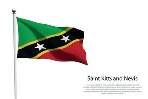 nacional bandera Santo kitts y nevis ondulación en blanco antecedentes vector