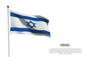 national flag Israel waving on white background vector