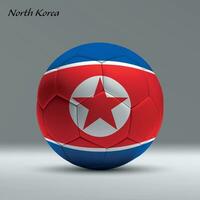 3d realistic soccer ball iwith flag of North Korea on studio background vector