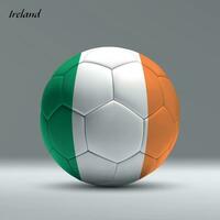 3d realista fútbol pelota yo con bandera de Irlanda en estudio antecedentes vector