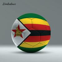 3d realistic soccer ball iwith flag of Zimbabwe on studio background vector